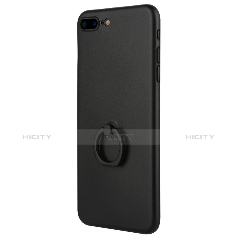 Custodia Silicone Morbida Lucido con Supporto per Apple iPhone 7 Plus Nero