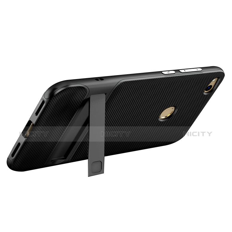 Custodia Silicone Morbida Lucido con Supporto per Huawei Nova Lite Nero