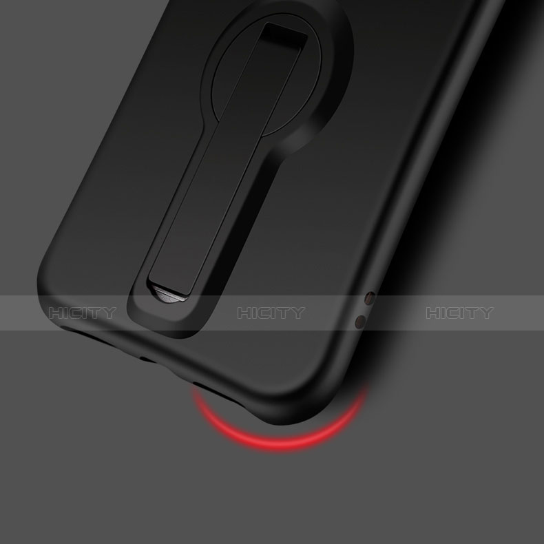 Custodia Silicone Morbida Lucido con Supporto S02 per Apple iPhone 8 Nero