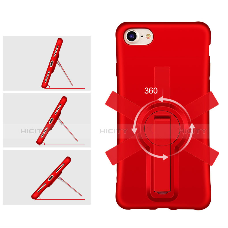 Custodia Silicone Morbida Lucido con Supporto S02 per Apple iPhone 8 Rosso