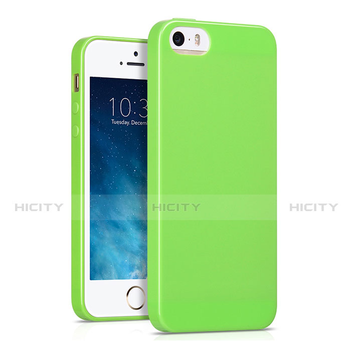 Custodia Silicone Morbida Lucido per Apple iPhone 5 Verde