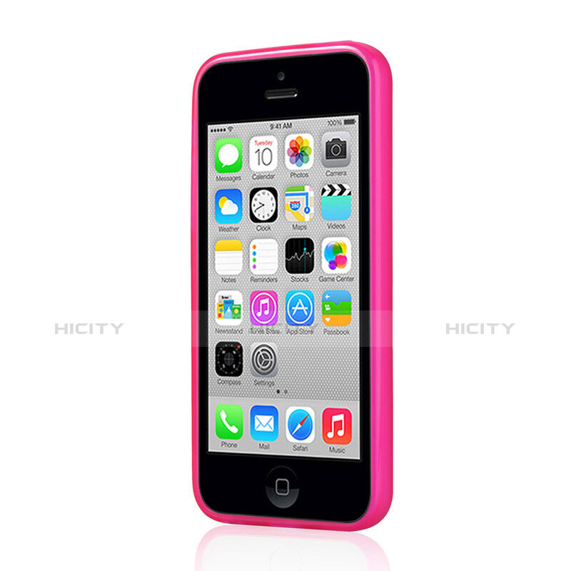 Custodia Silicone Morbida Opaca per Apple iPhone 5C Rosa Caldo