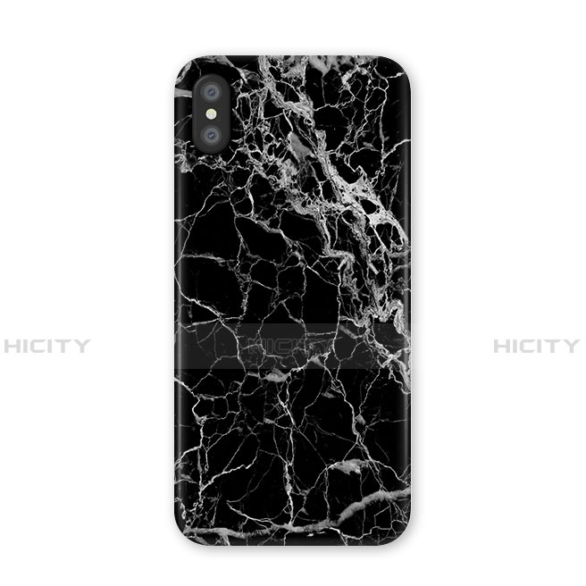 Custodia Silicone Morbida Pattern di Marmo P02 per Apple iPhone Xs Nero