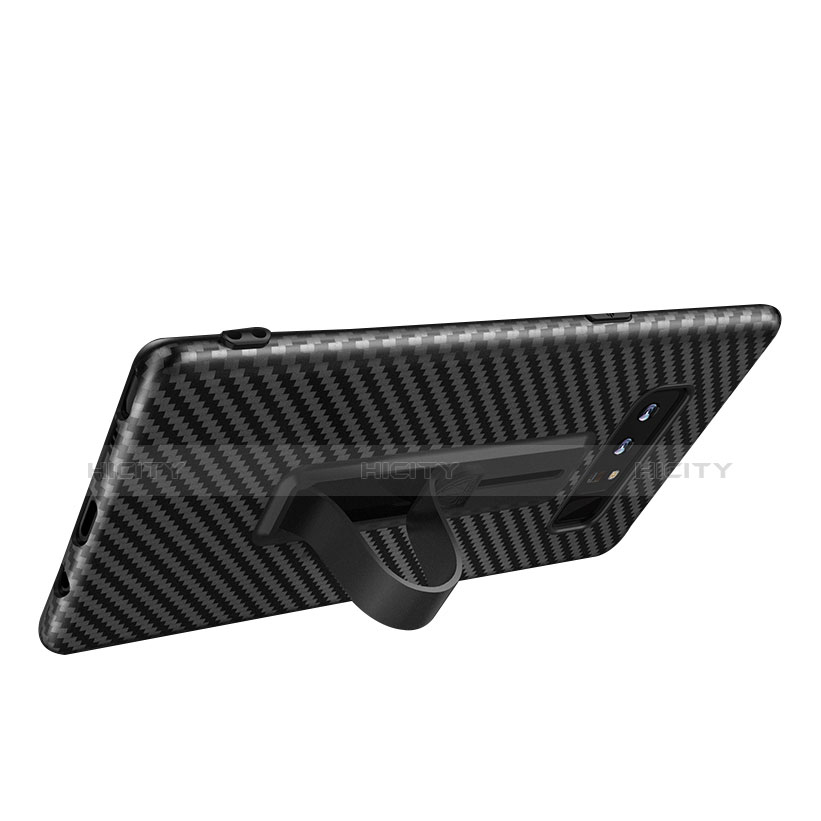 Custodia Silicone Morbida Spigato con Anello per Samsung Galaxy Note 8 Nero