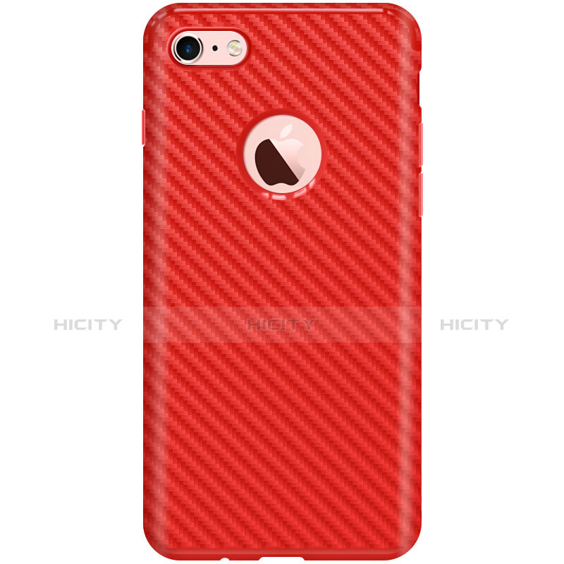 Custodia Silicone Morbida Spigato per Apple iPhone 7 Rosso