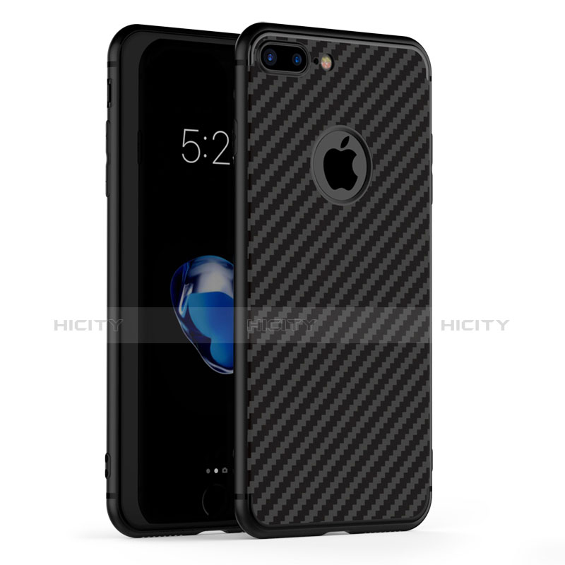 Custodia Silicone Morbida Spigato per Apple iPhone 8 Plus Nero