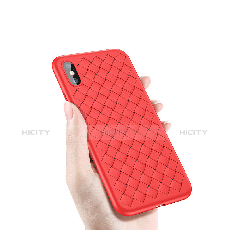 Custodia Silicone Morbida Spigato per Apple iPhone X Rosso