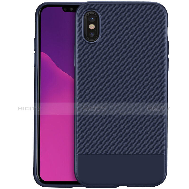 Custodia Silicone Morbida Spigato per Apple iPhone Xs Blu