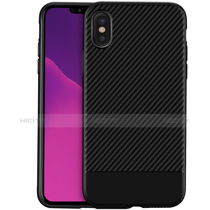 Custodia Silicone Morbida Spigato per Apple iPhone Xs Nero