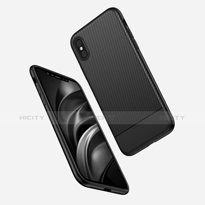 Custodia Silicone Morbida Spigato per Apple iPhone Xs Nero