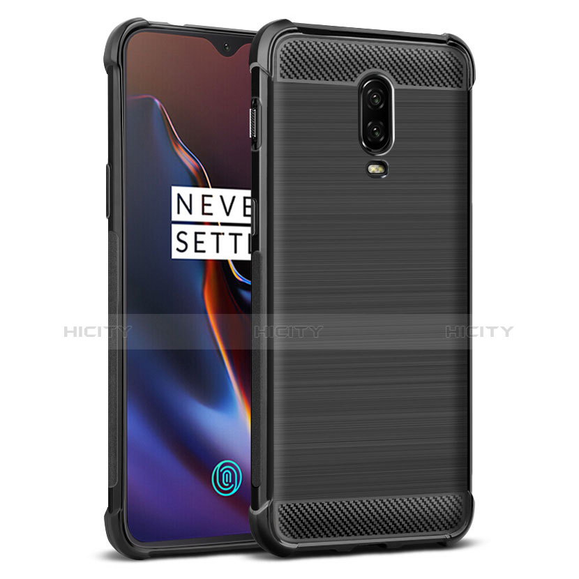 Custodia Silicone Morbida Spigato per OnePlus 6T Nero