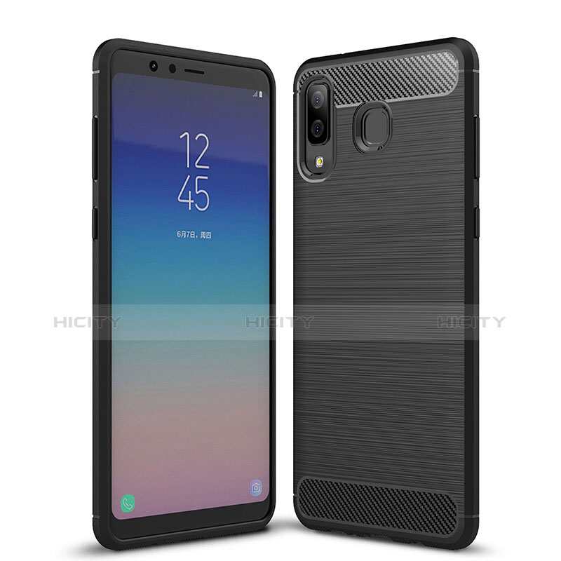 Custodia Silicone Morbida Spigato per Samsung Galaxy A8 Star Nero