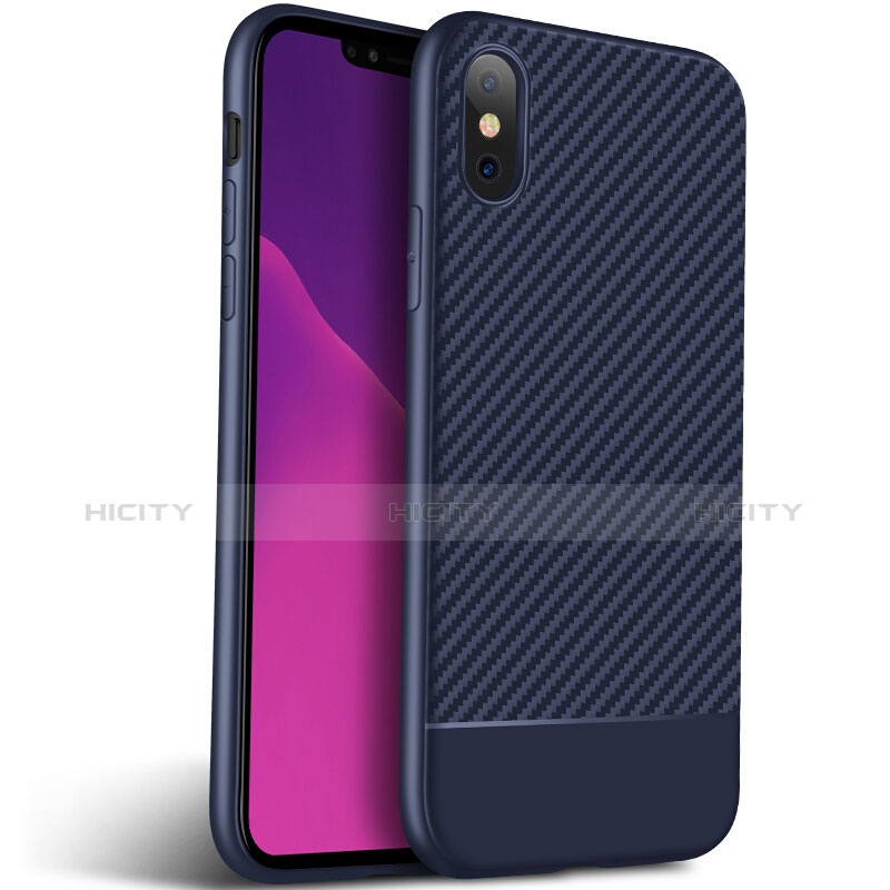 Custodia Silicone Morbida Spigato Z01 per Apple iPhone X Blu