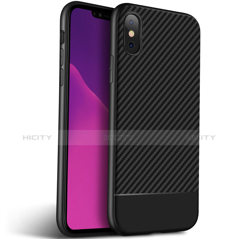 Custodia Silicone Morbida Spigato Z01 per Apple iPhone X Nero