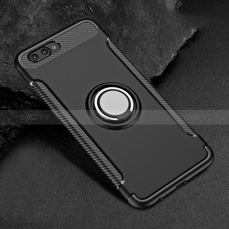 Custodia Silicone Opaca con Anello Supporto per Apple iPhone 8 Plus Nero