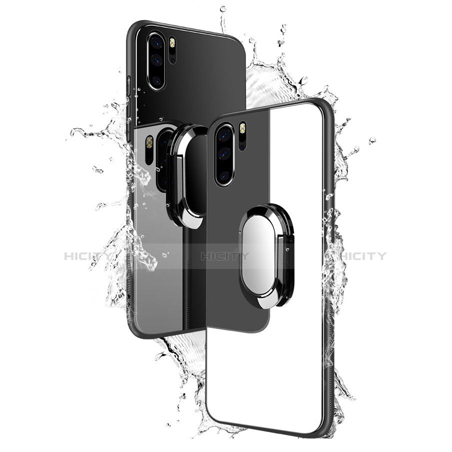 Custodia Silicone Specchio Laterale Cover con Anello Supporto per Huawei P30 Pro New Edition