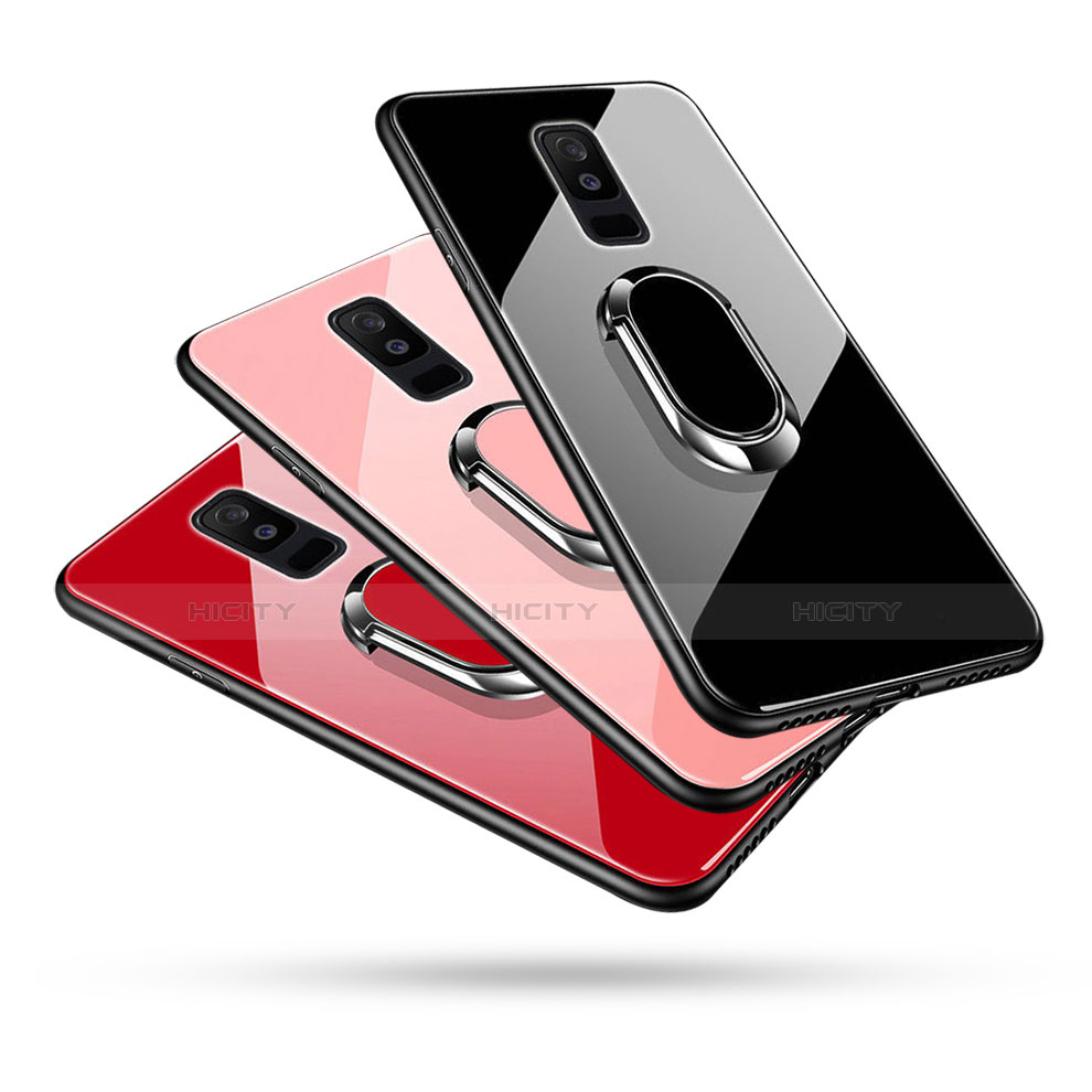 Custodia Silicone Specchio Laterale Cover con Anello Supporto per Samsung Galaxy A6 Plus