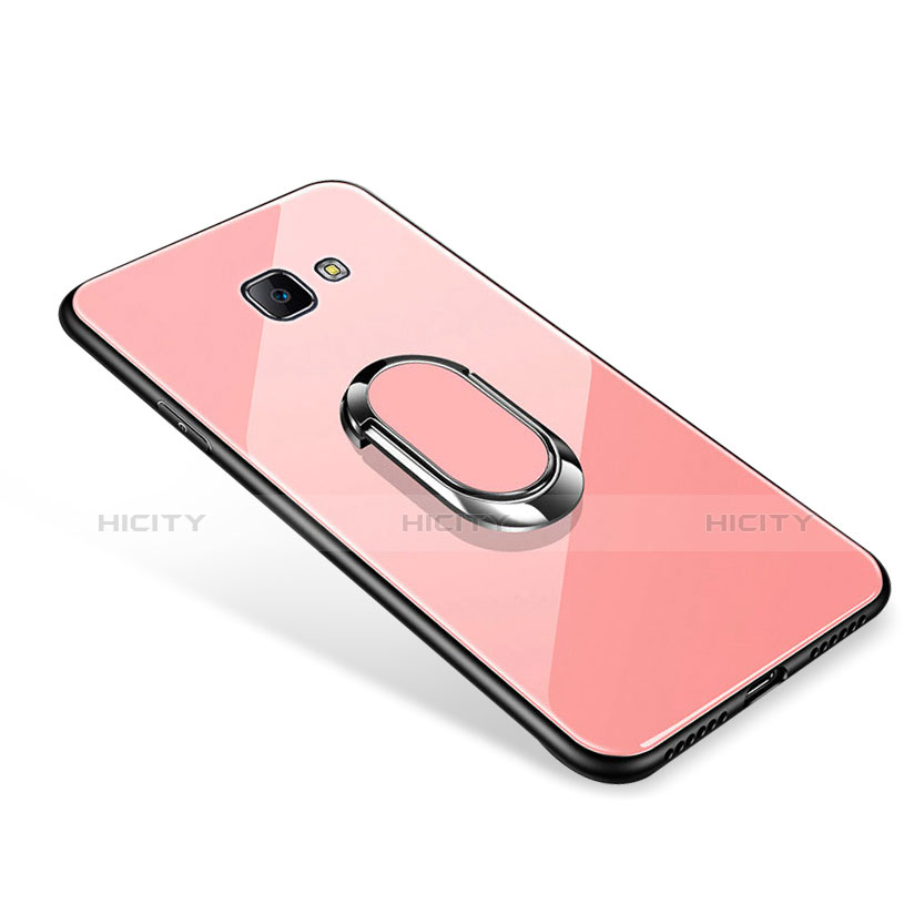 Custodia Silicone Specchio Laterale Cover con Anello Supporto per Samsung Galaxy On7 (2016) G6100 Oro Rosa