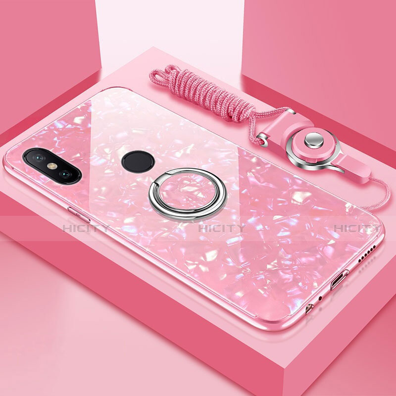 Custodia Silicone Specchio Laterale Cover con Magnetico Anello Supporto A01 per Xiaomi Mi 6X Oro Rosa