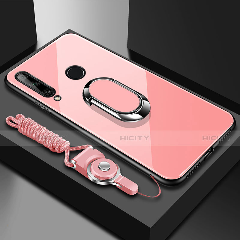 Custodia Silicone Specchio Laterale Cover con Magnetico Anello Supporto per Huawei Enjoy 10 Plus Rosa