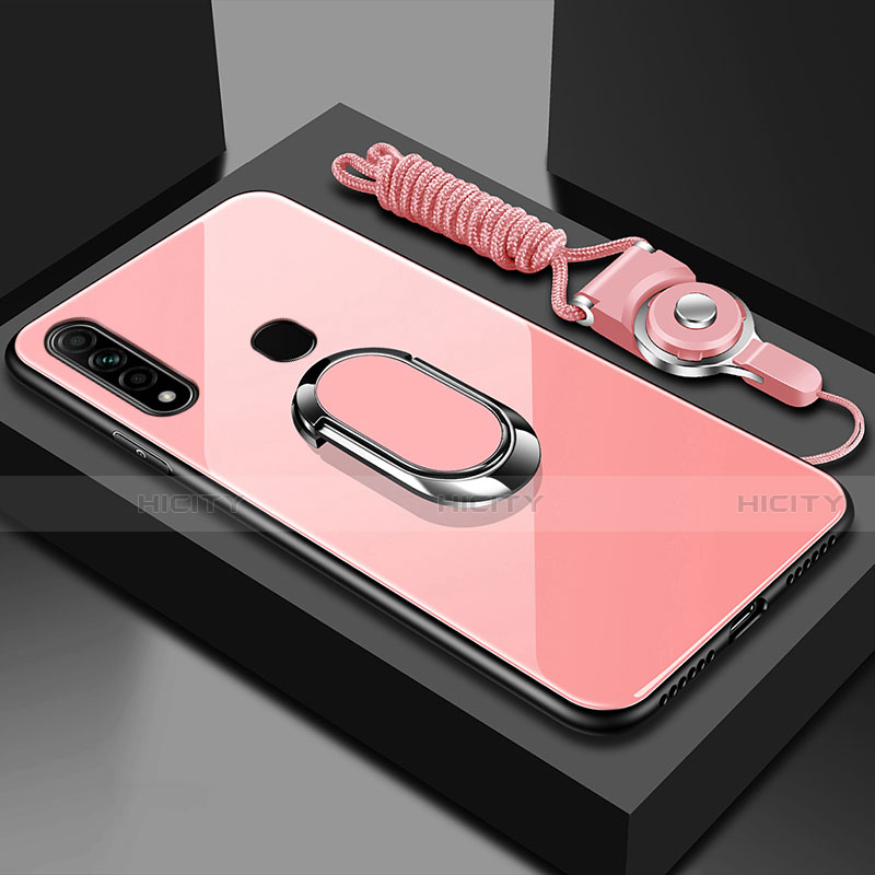 Custodia Silicone Specchio Laterale Cover con Magnetico Anello Supporto per Oppo A31 Rosa