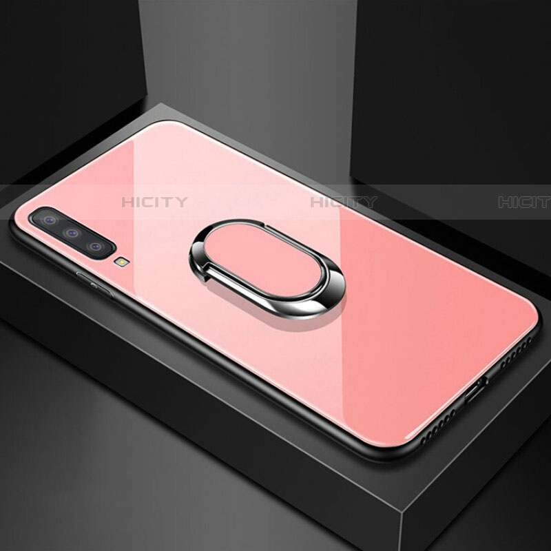 Custodia Silicone Specchio Laterale Cover con Magnetico Anello Supporto per Samsung Galaxy A70S Oro Rosa