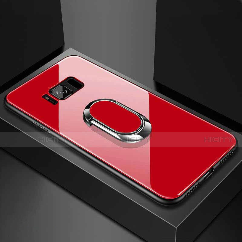 Custodia Silicone Specchio Laterale Cover con Magnetico Anello Supporto per Samsung Galaxy S8 Rosso