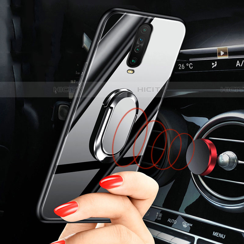 Custodia Silicone Specchio Laterale Cover con Magnetico Anello Supporto per Xiaomi Redmi K30 4G