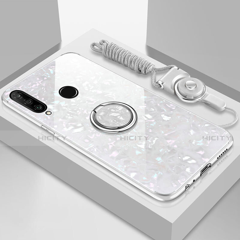 Custodia Silicone Specchio Laterale Cover con Magnetico Anello Supporto T01 per Huawei P30 Lite XL