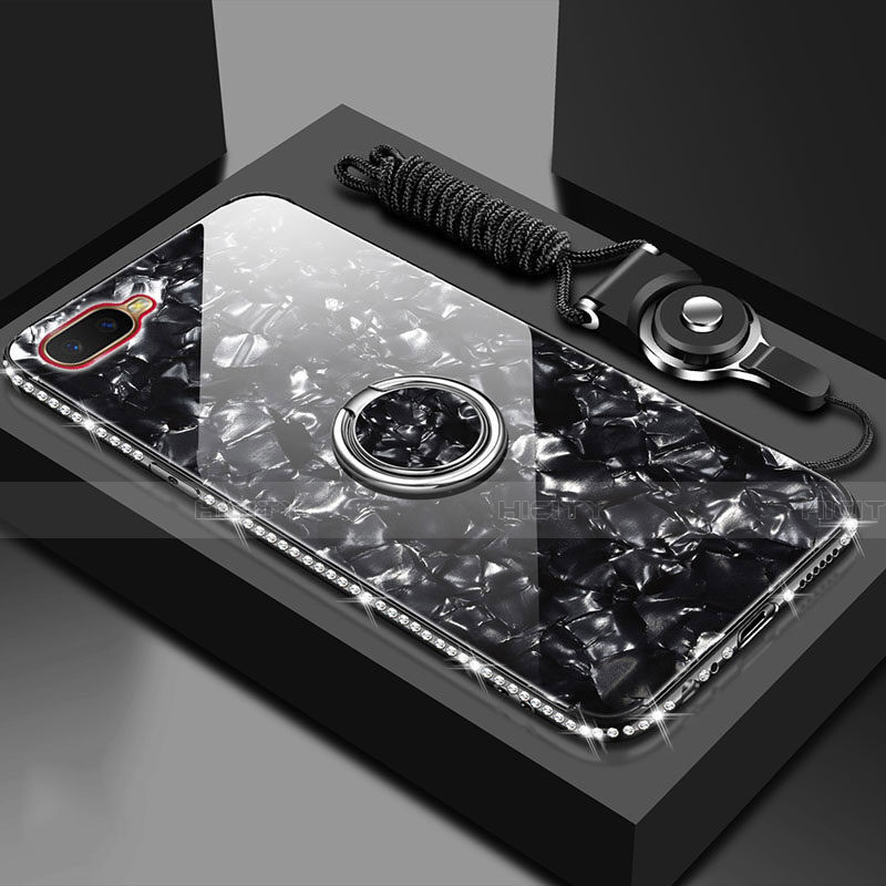 Custodia Silicone Specchio Laterale Cover con Magnetico Anello Supporto T01 per Oppo R17 Neo