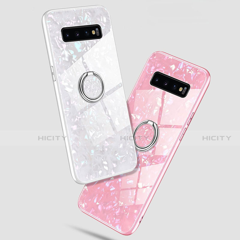 Custodia Silicone Specchio Laterale Cover con Magnetico Anello Supporto T01 per Samsung Galaxy S10