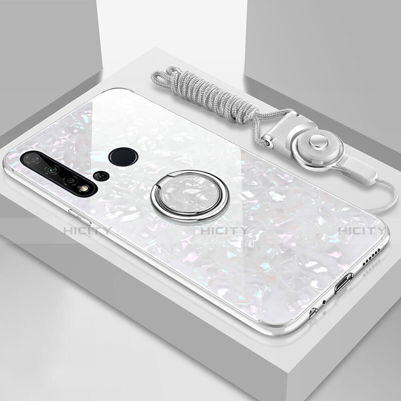Custodia Silicone Specchio Laterale Cover con Magnetico Anello Supporto T02 per Huawei P20 Lite (2019)
