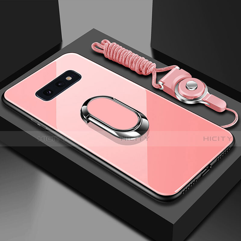 Custodia Silicone Specchio Laterale Cover con Magnetico Anello Supporto T02 per Samsung Galaxy S10e