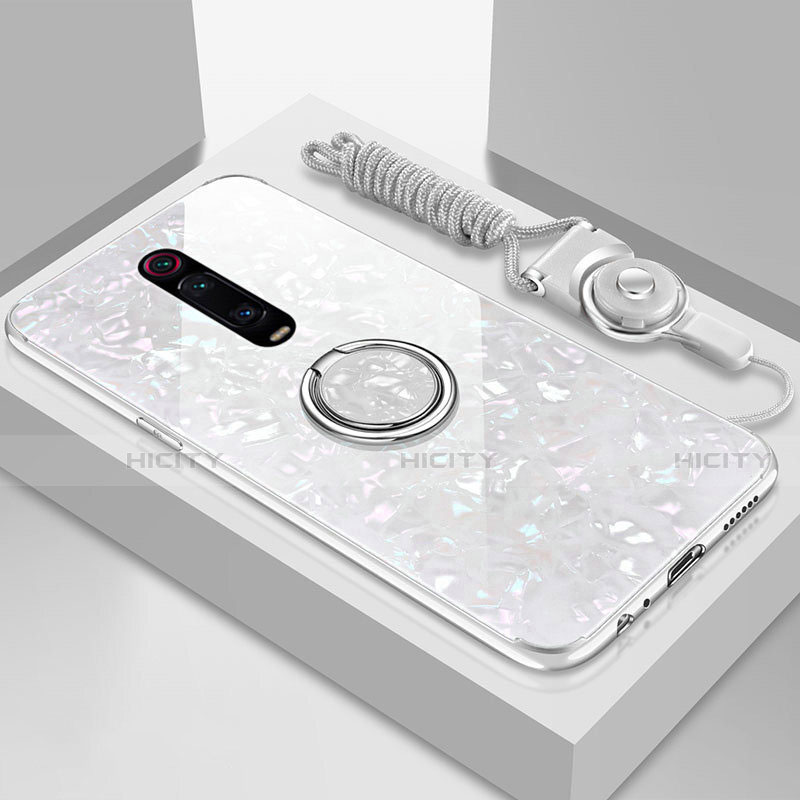 Custodia Silicone Specchio Laterale Cover con Magnetico Anello Supporto T02 per Xiaomi Mi 9T Pro
