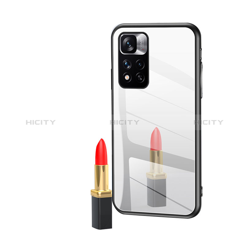 Custodia Silicone Specchio Laterale Cover LS1 per Xiaomi Redmi Note 11 Pro+ Plus 5G Argento