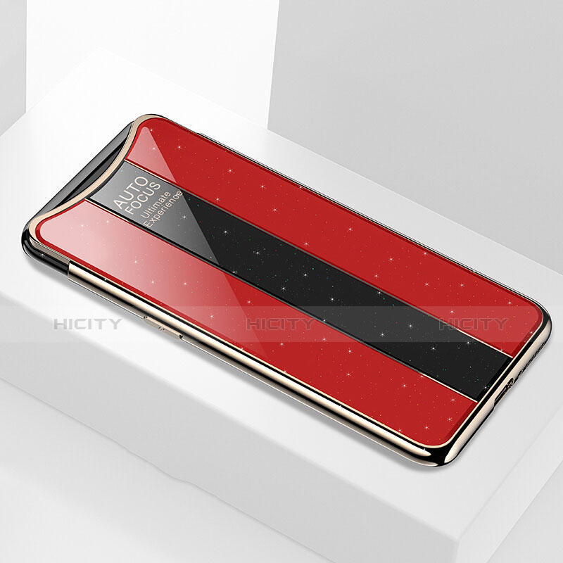 Custodia Silicone Specchio Laterale Cover M01 per Oppo Find X Rosso