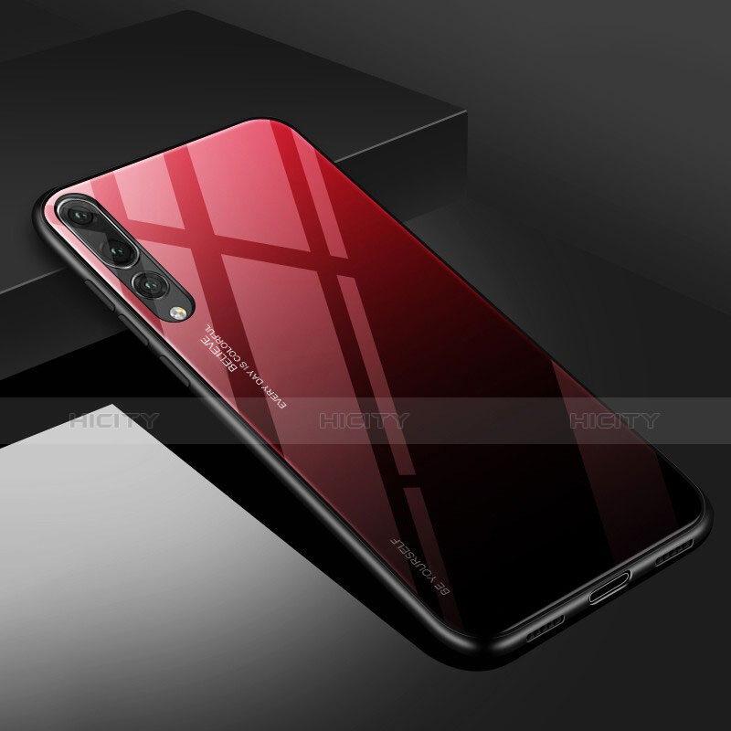 Custodia Silicone Specchio Laterale Cover M02 per Huawei P20 Pro Rosso