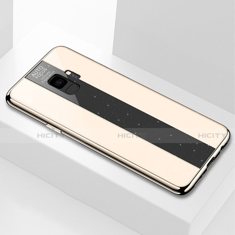 Custodia Silicone Specchio Laterale Cover M03 per Samsung Galaxy S9 Oro