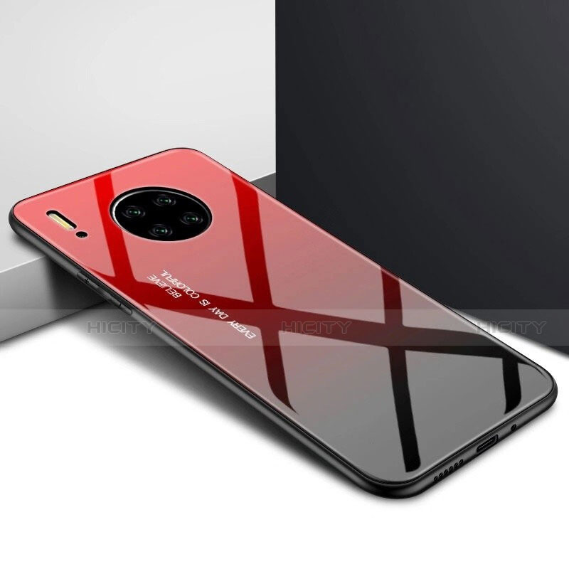 Custodia Silicone Specchio Laterale Cover per Huawei Mate 30 Pro Rosso