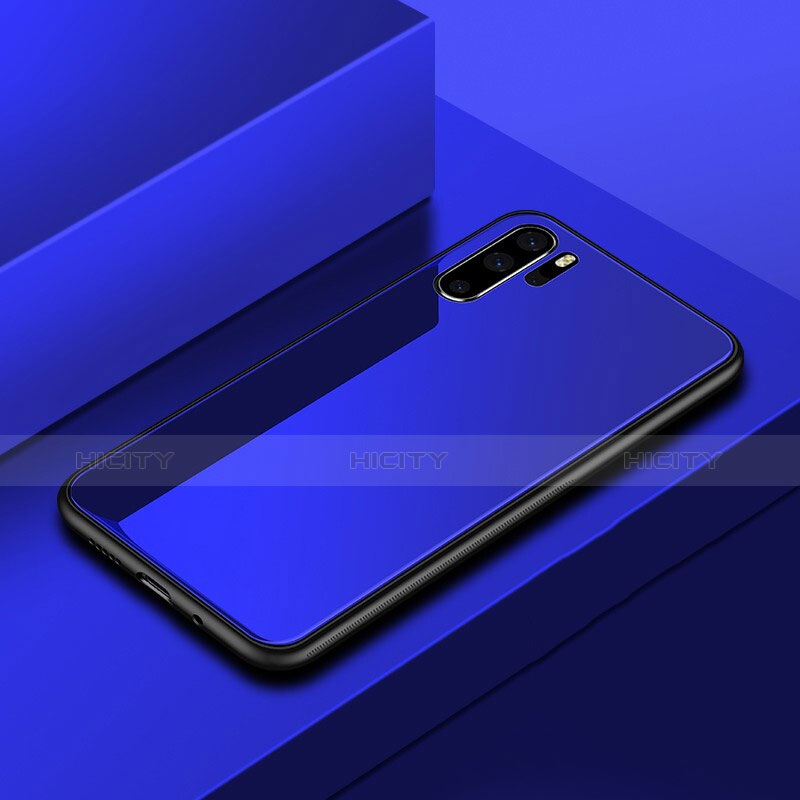 Custodia Silicone Specchio Laterale Cover per Huawei P30 Pro Blu