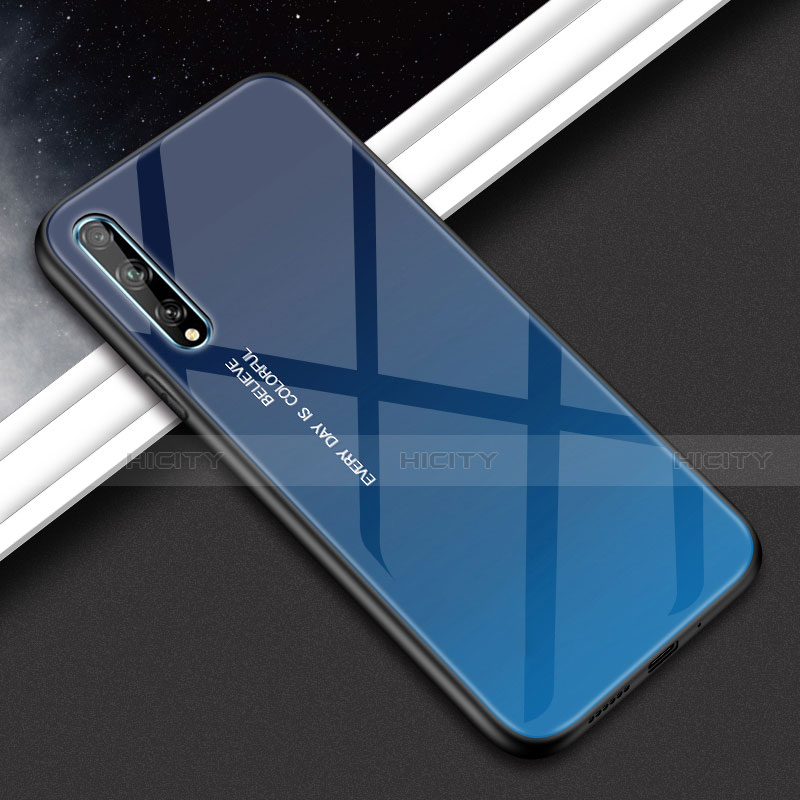 Custodia Silicone Specchio Laterale Cover per Huawei Y8p Blu