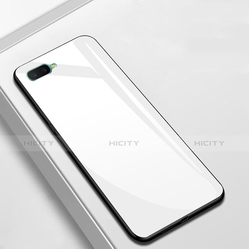 Custodia Silicone Specchio Laterale Cover per Oppo A7 Bianco