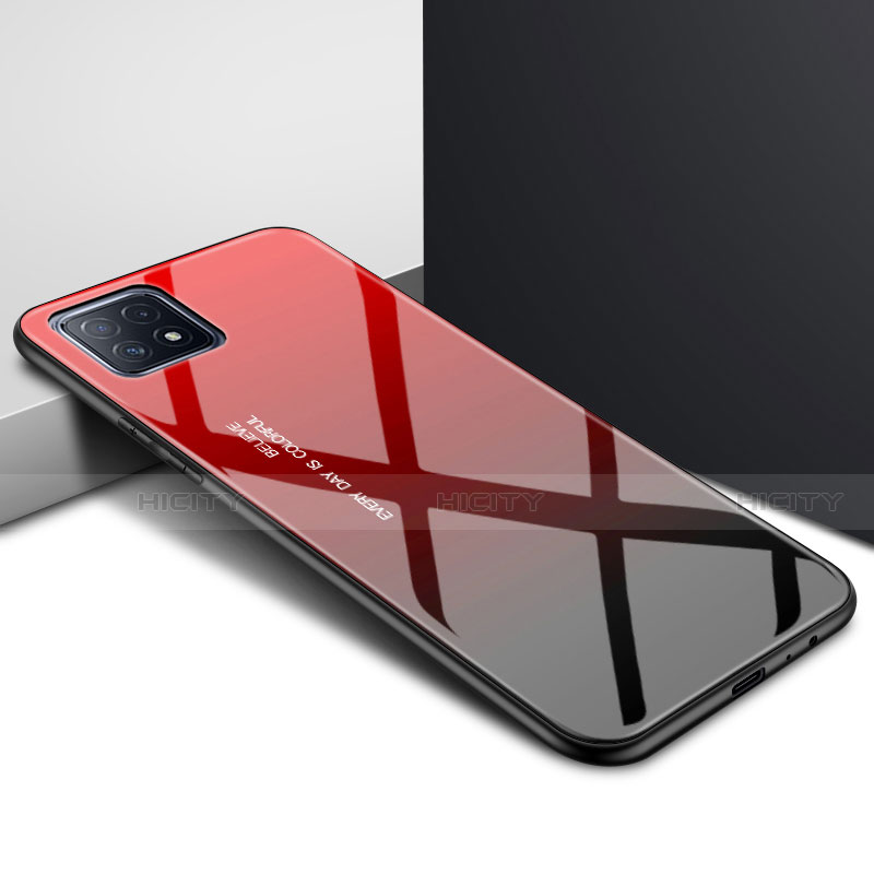 Custodia Silicone Specchio Laterale Cover per Oppo A72 5G Rosso