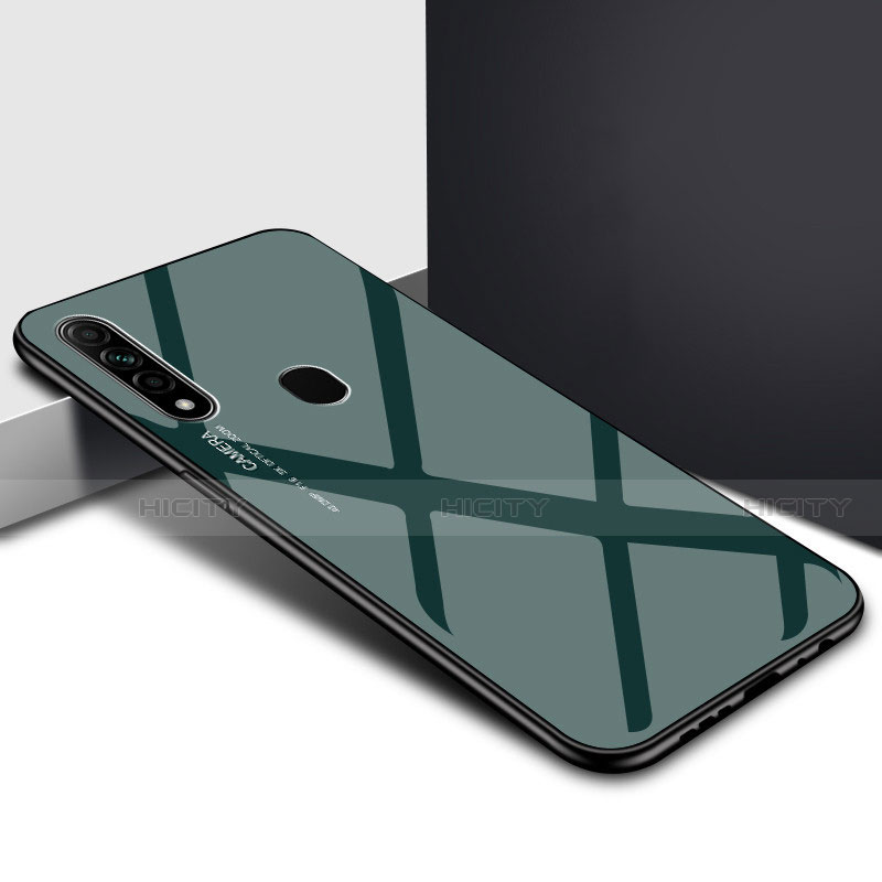 Custodia Silicone Specchio Laterale Cover per Oppo A8 Verde