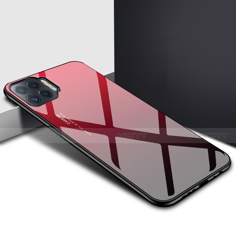 Custodia Silicone Specchio Laterale Cover per Oppo A93 Rosso