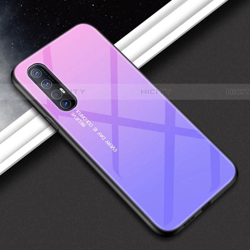 Custodia Silicone Specchio Laterale Cover per Oppo Find X2 Neo Ciano