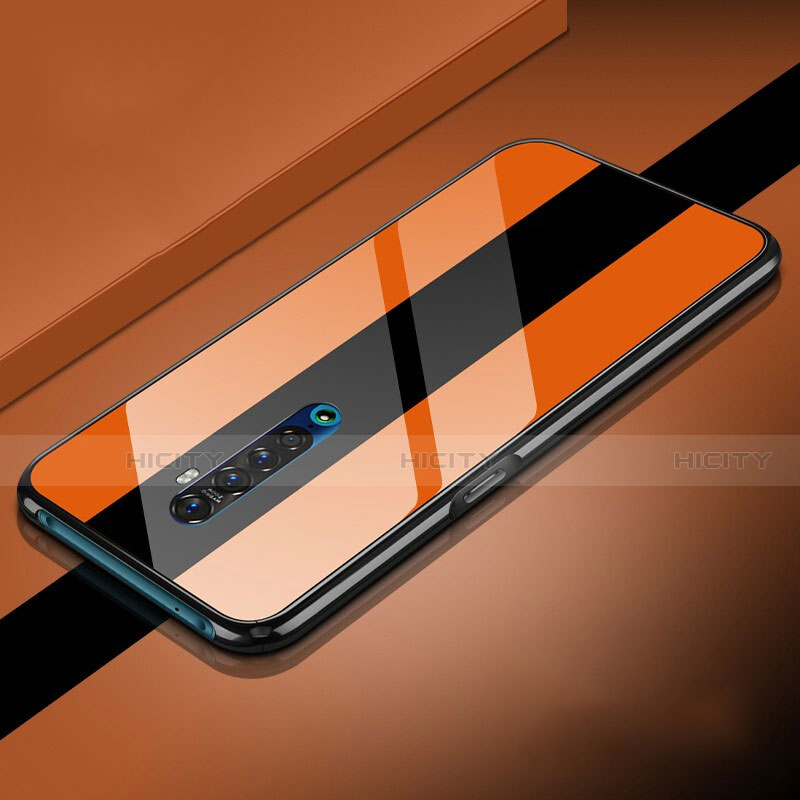 Custodia Silicone Specchio Laterale Cover per Oppo Reno2 Arancione