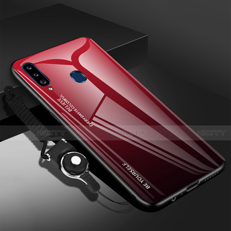 Custodia Silicone Specchio Laterale Cover per Samsung Galaxy A20s Rosso