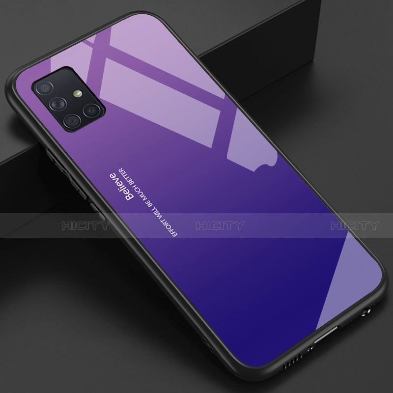 Custodia Silicone Specchio Laterale Cover per Samsung Galaxy A51 4G Viola