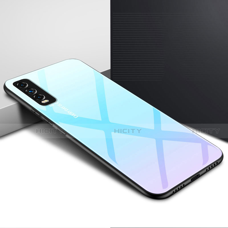 Custodia Silicone Specchio Laterale Cover per Vivo Y12s Azzurro